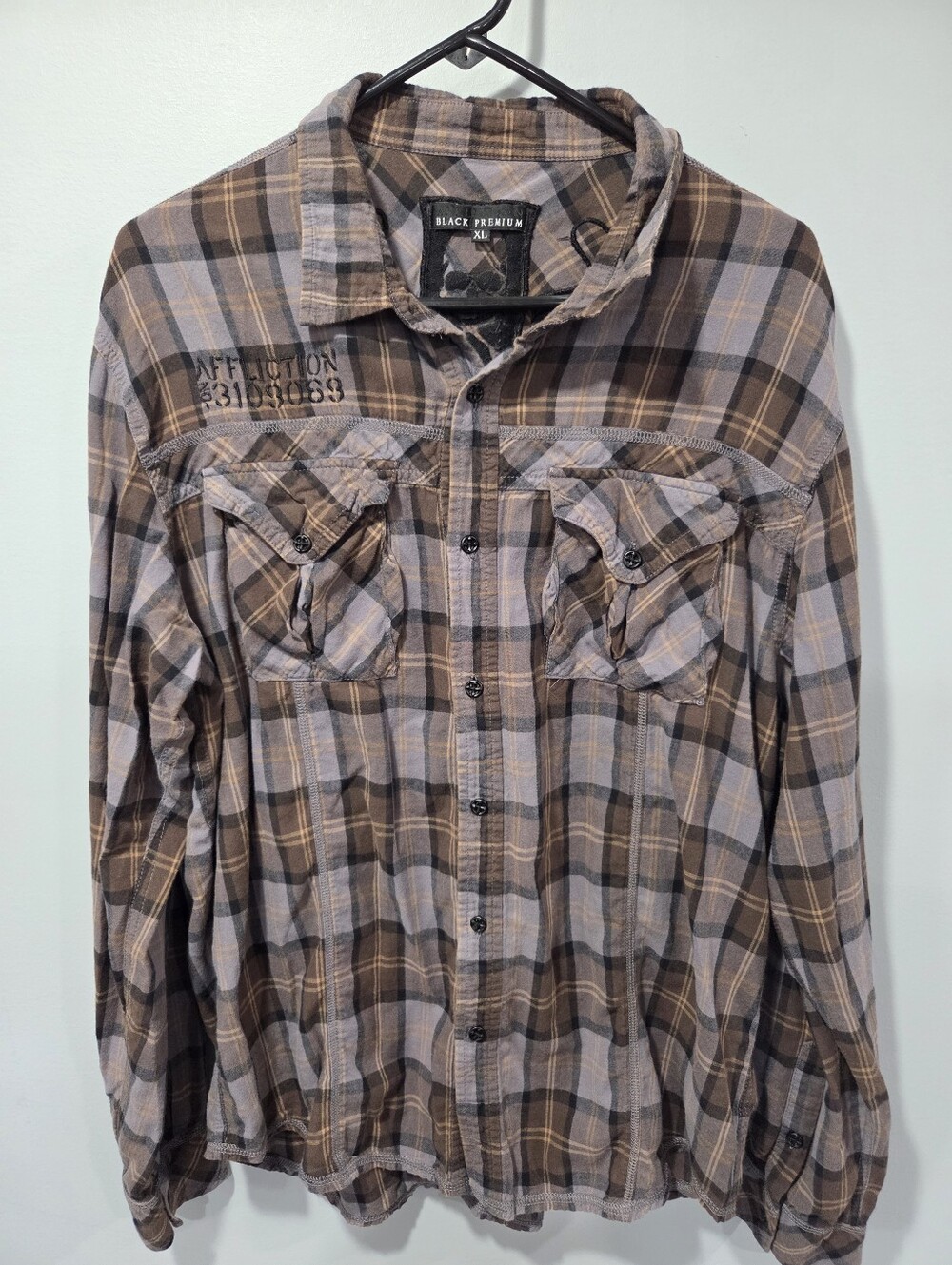 Affliction Black Premium Button Down Y2k  XL